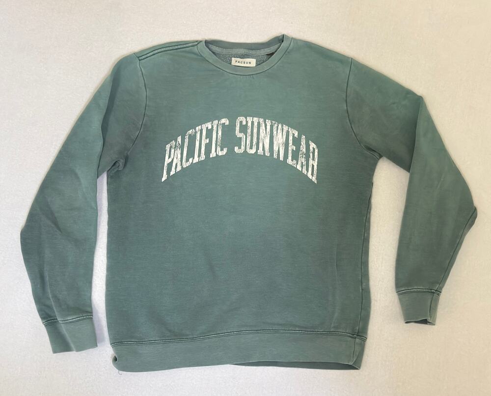 PacSun Sweatshirt Size S Green Crewneck Pacific Sunwear Graphic Pullover